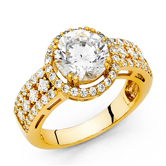 3 Ct Round 14k Yellow Gold Engagement Ring